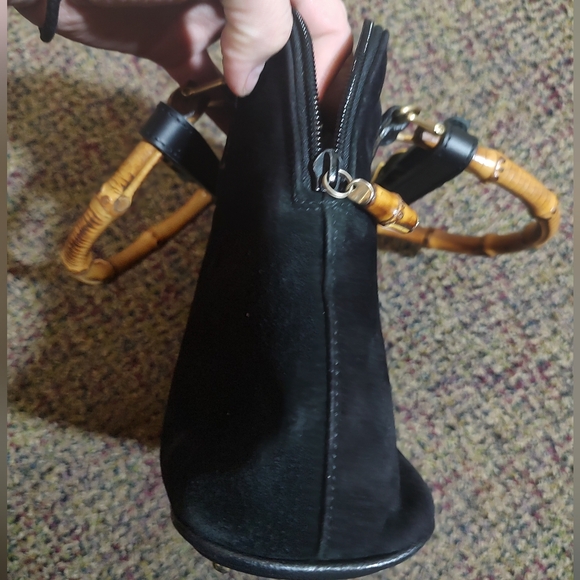 PC: Gucci EUC+++ Black Suede & Leather 2 Way Bamboo Satchel Bag - Picture 13 of 17